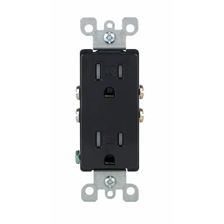 Leviton Straight Blade Receptacle, 5-15R, 15 A, 125V AC, 2 Pole, 3 Wire, Flush Mount, Grounded T5325-DE